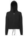 Kinder Hooded Tri Dri Recycled Cropped Oversize Full Zip black